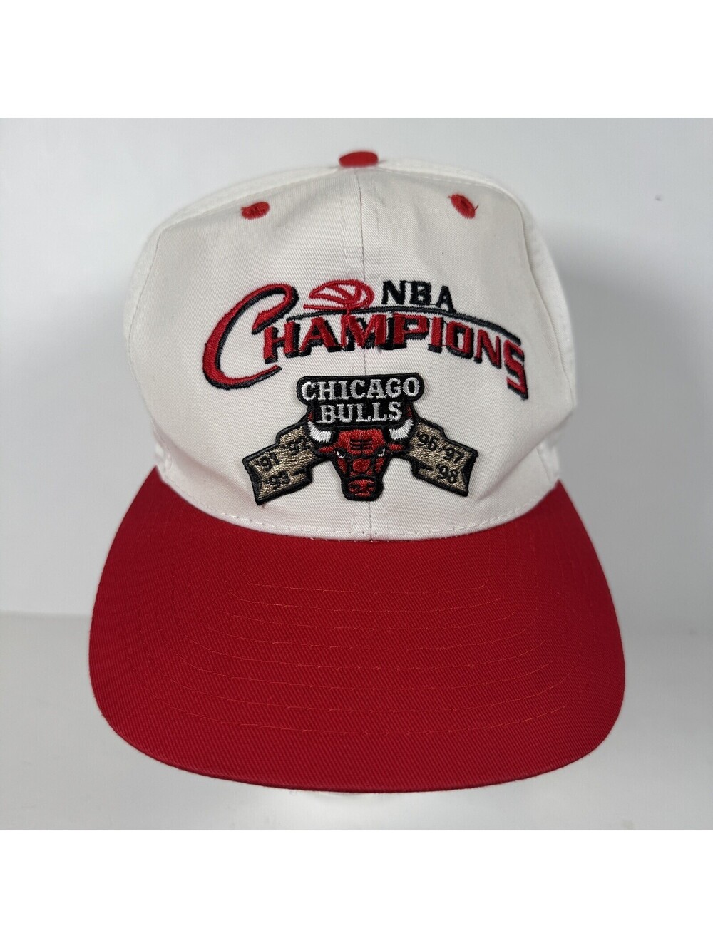 Vintage Chicago Bulls Hat Cap Snapback White 6 Time 90s One Size